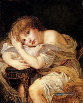  fille - La Jeune Fille A La Colombe Porträt Jean Baptiste Greuze